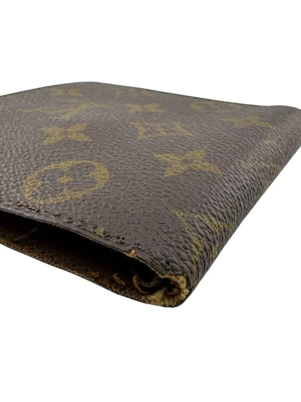 Louis Vuitton Vintage Coin Case Monogram Leather Bifold Wallet Beige